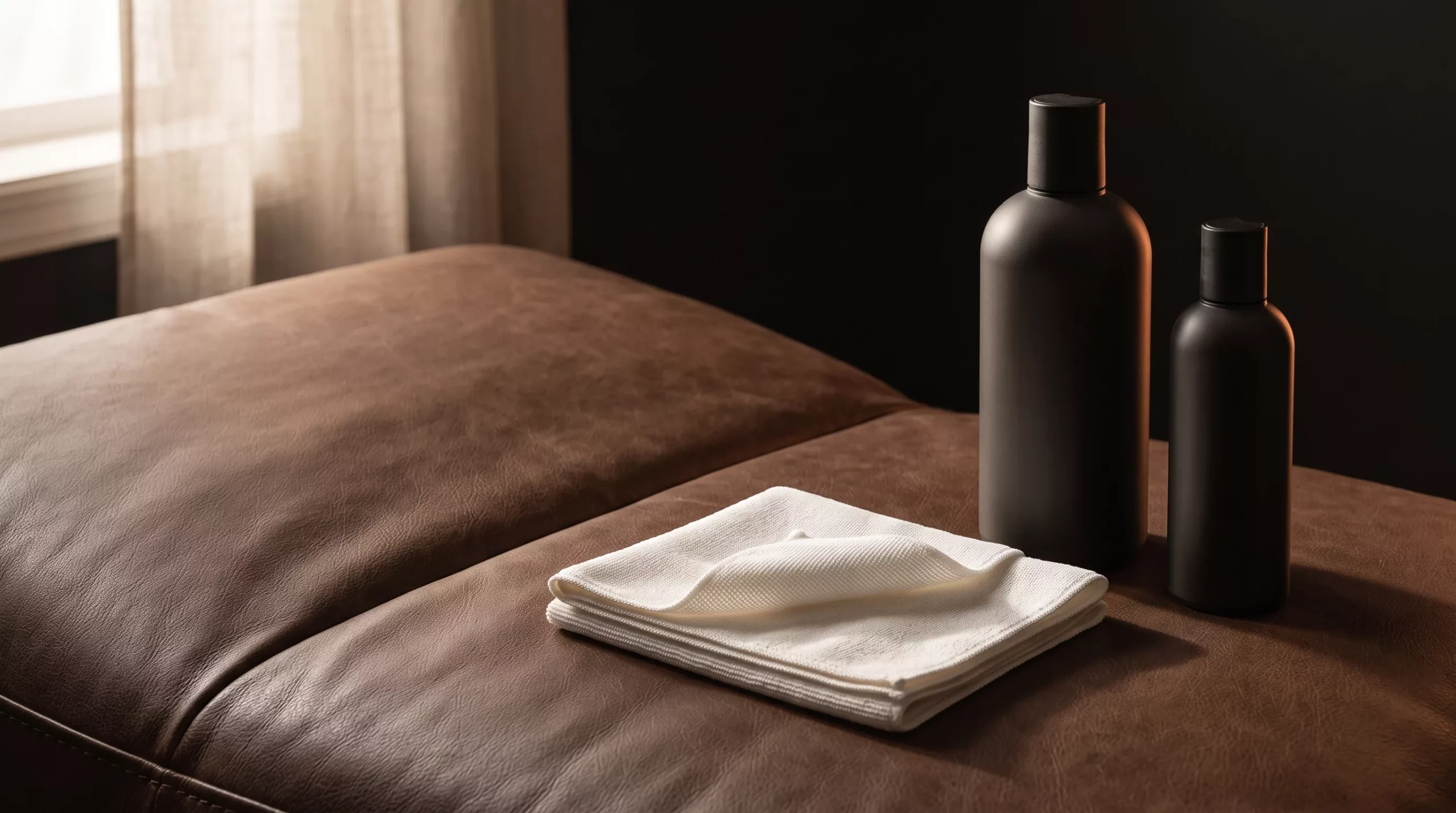 A leather cleaner and conditioner used to care for a recliner