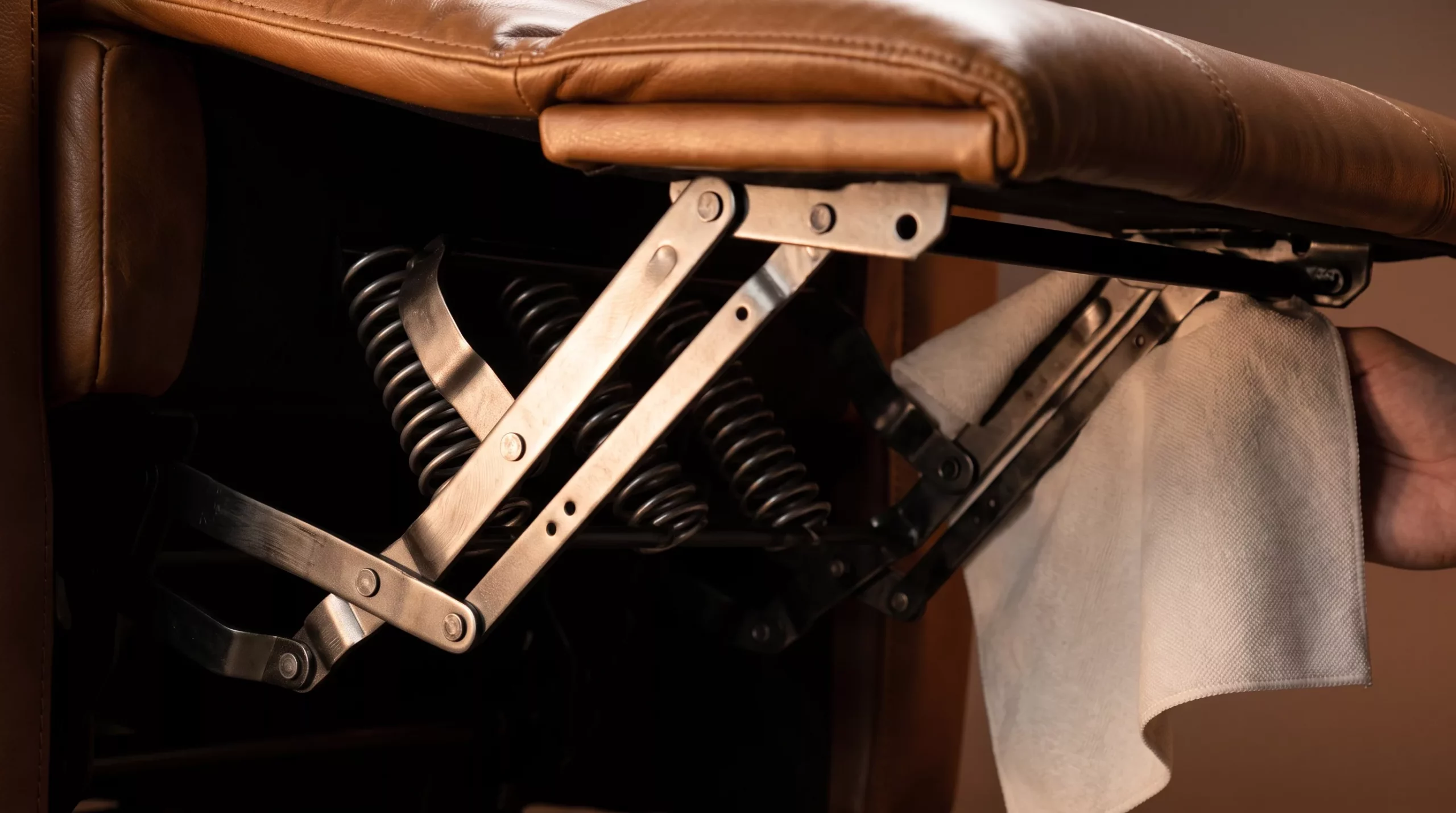 Cleaning the footrest and mechanism of a leather recliner safely