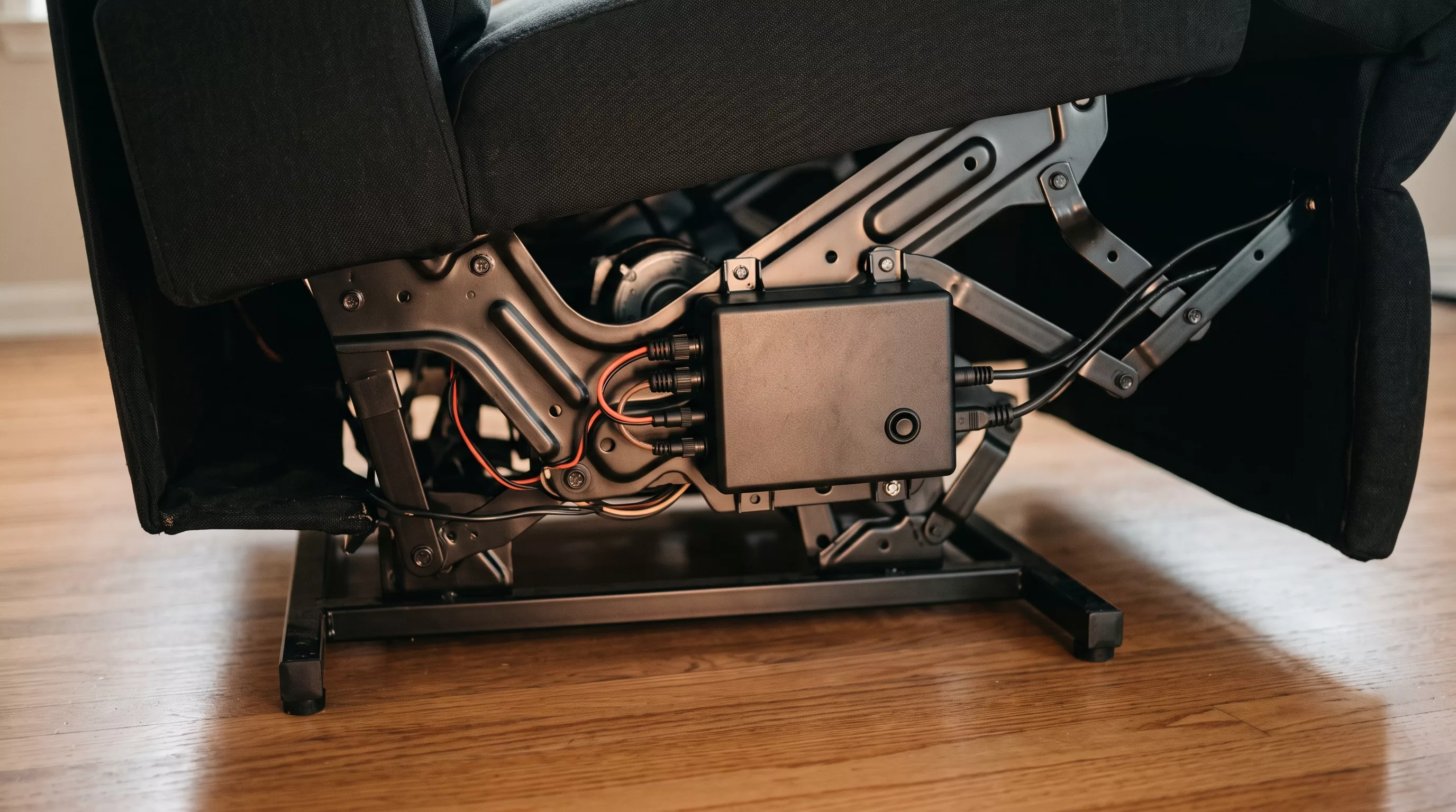 Locating the reset button on an electric recliner power supply