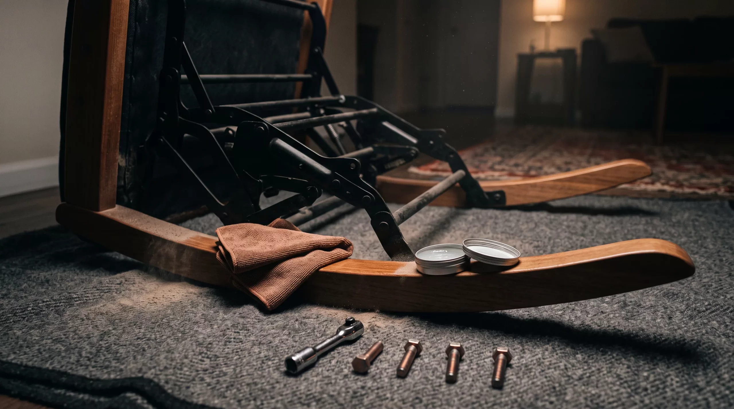Maintaining a recliner mechanism to stop it rocking again