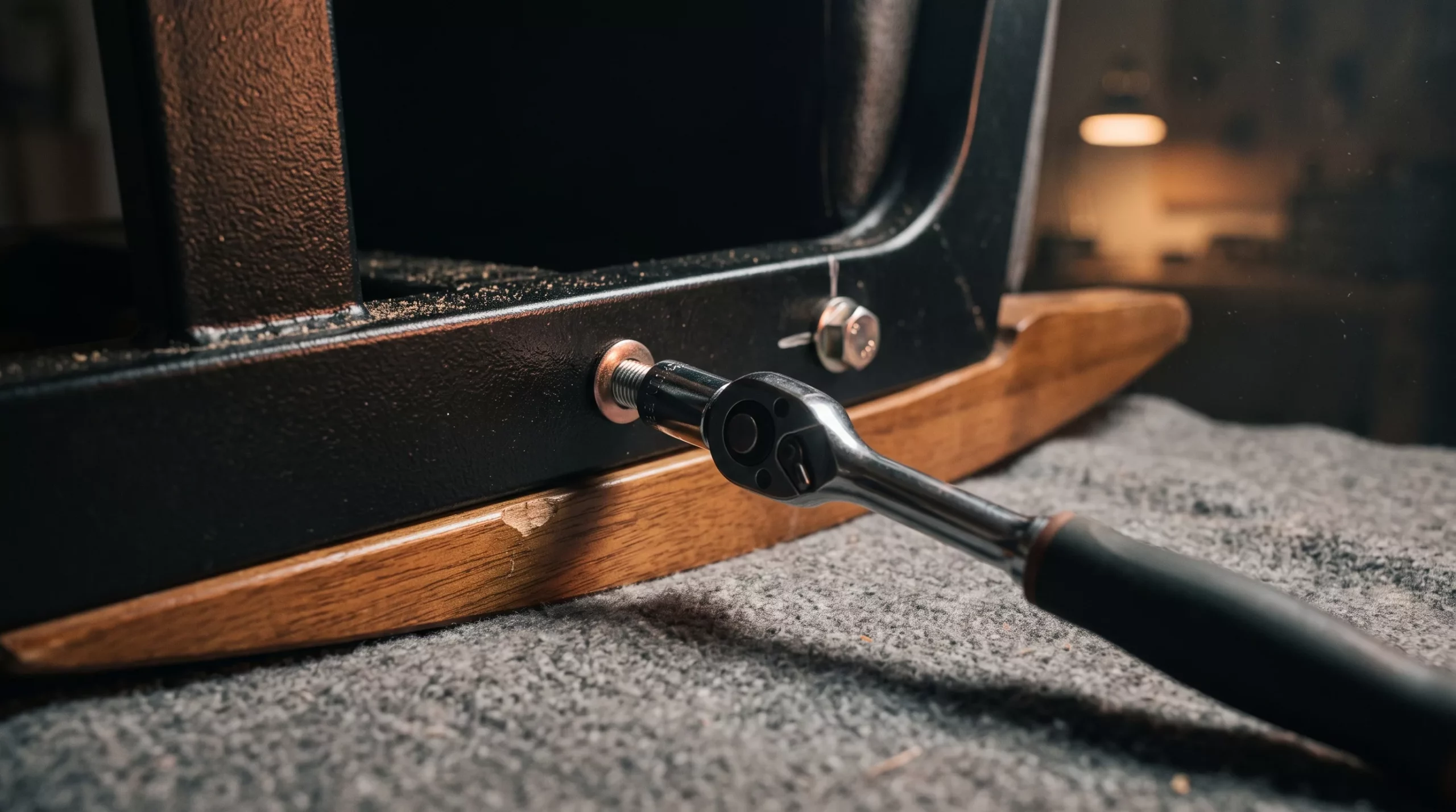 Tightening the bolts on a rocker recliner mechanism
