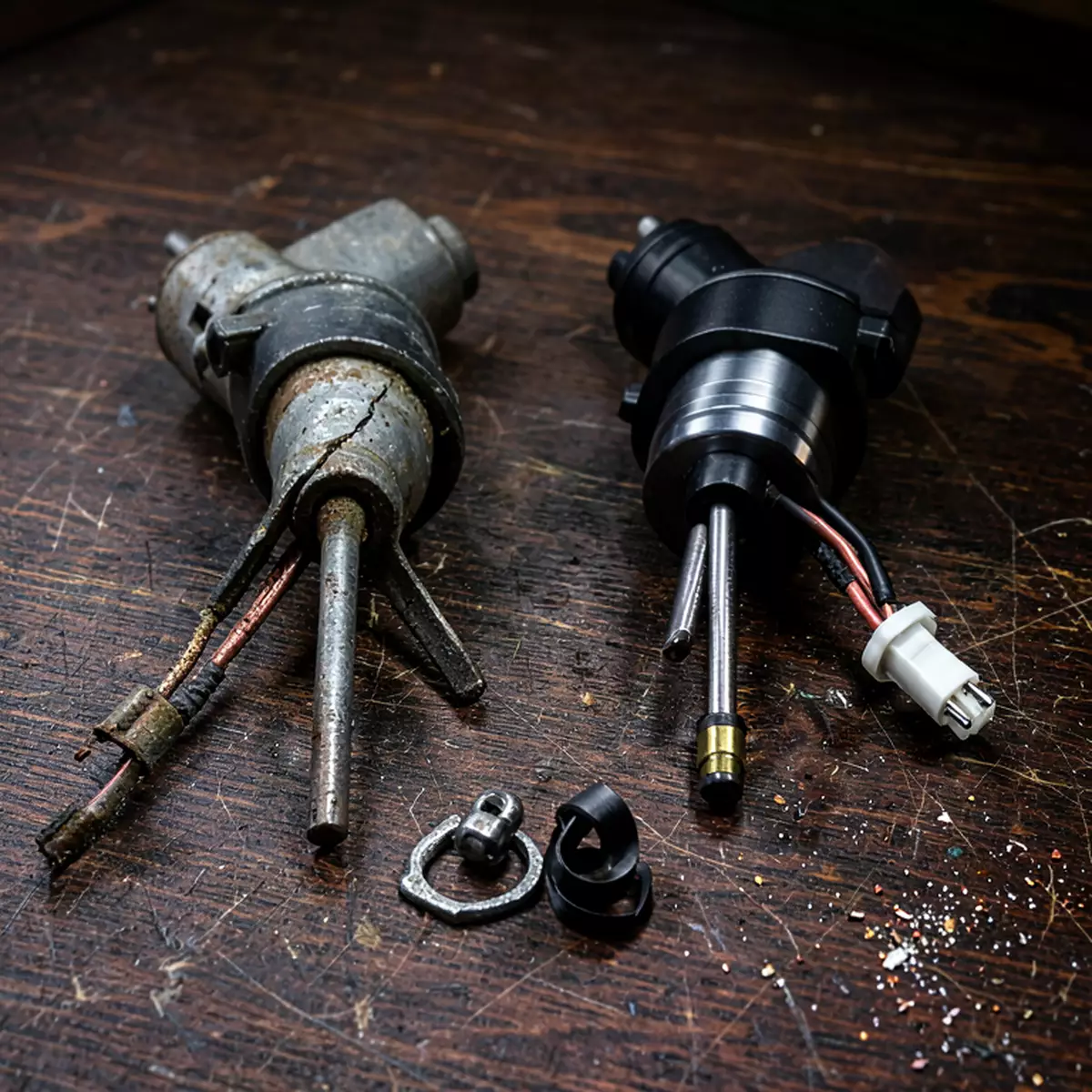 old failed recliner actuator next to a new replacement motor