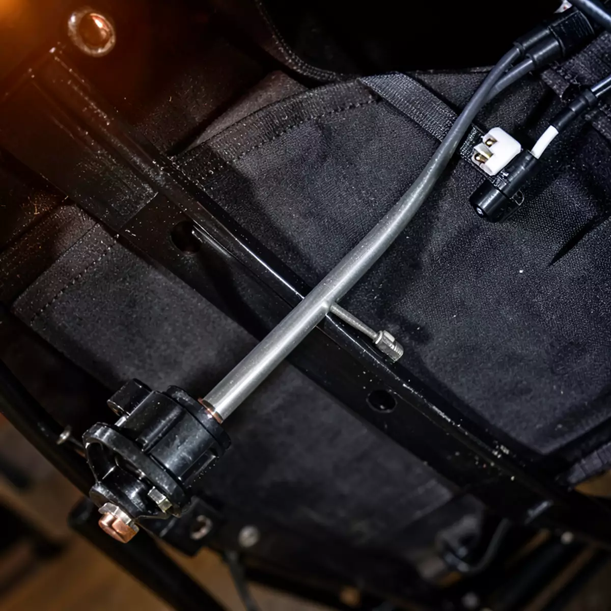 new recliner actuator mounted to the steel chair frame