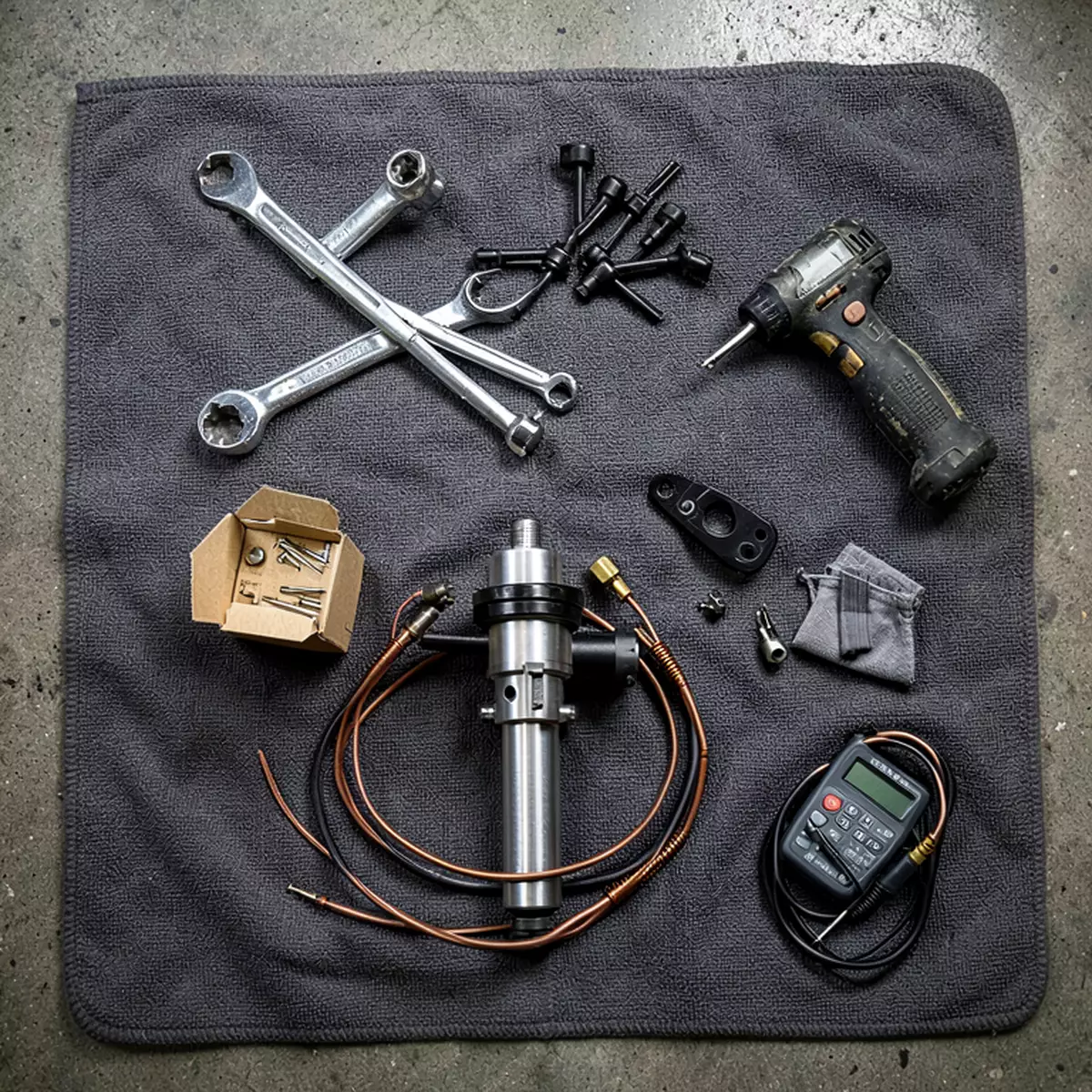 tools and replacement parts for a recliner motor swap