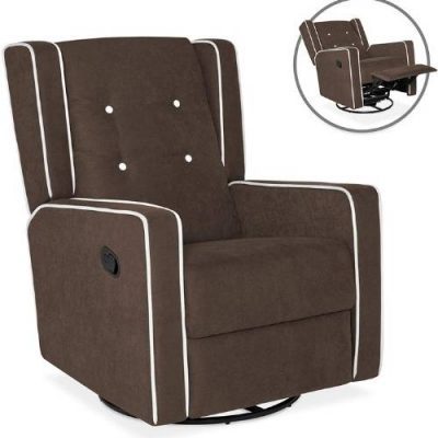 Best Choice Products Microfiber Tufted Mid-Century Velvet Upholstered Glider Recliner Lounge Rocking Chair w_ 360-Degree Swivel