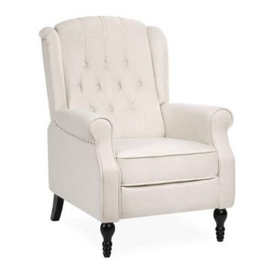 Best Choice Products Tufted Upholstered Wingback Push Back Recliner Armchair