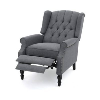 GDF Studio Elizabeth Tufted Charcoal Fabric Recliner Arm Chair best wingback recliner