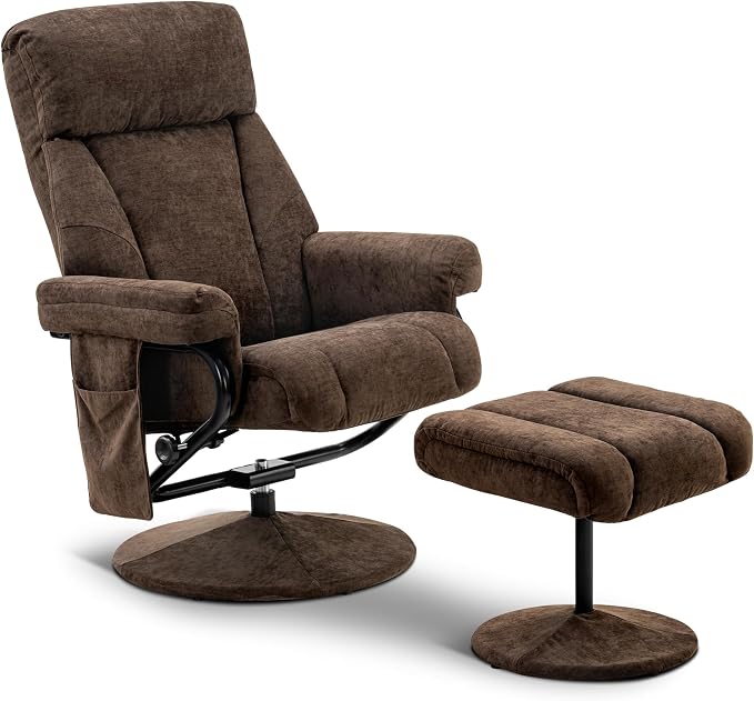 MCombo Swivel Recliner with Ottoman and Vibration Massage for Small Spaces