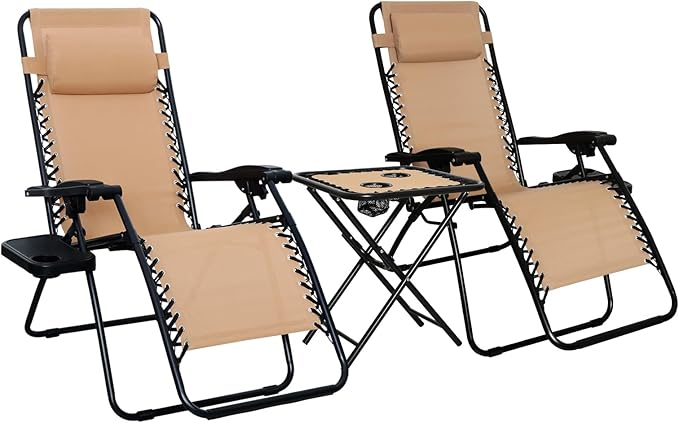 Amazon Basics zero gravity lounge chair set with side table and headrest