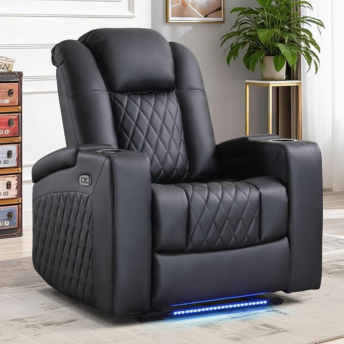 ANJ home theater recliner with blue LED light for a media room