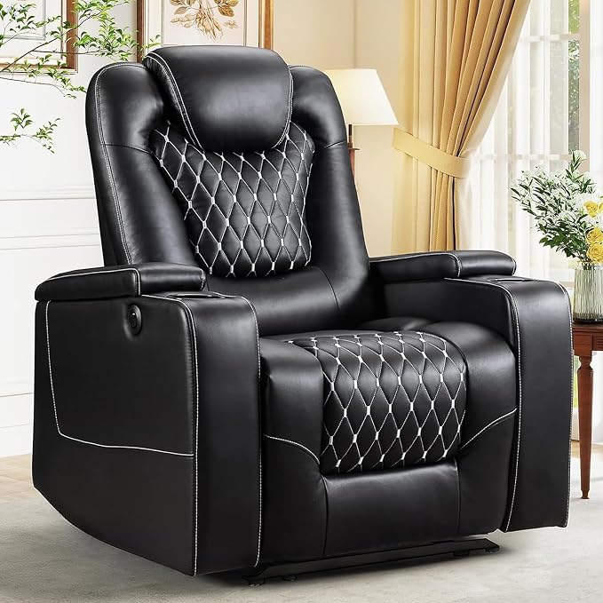 ANJ power home theater recliner with USB ports and cup holders