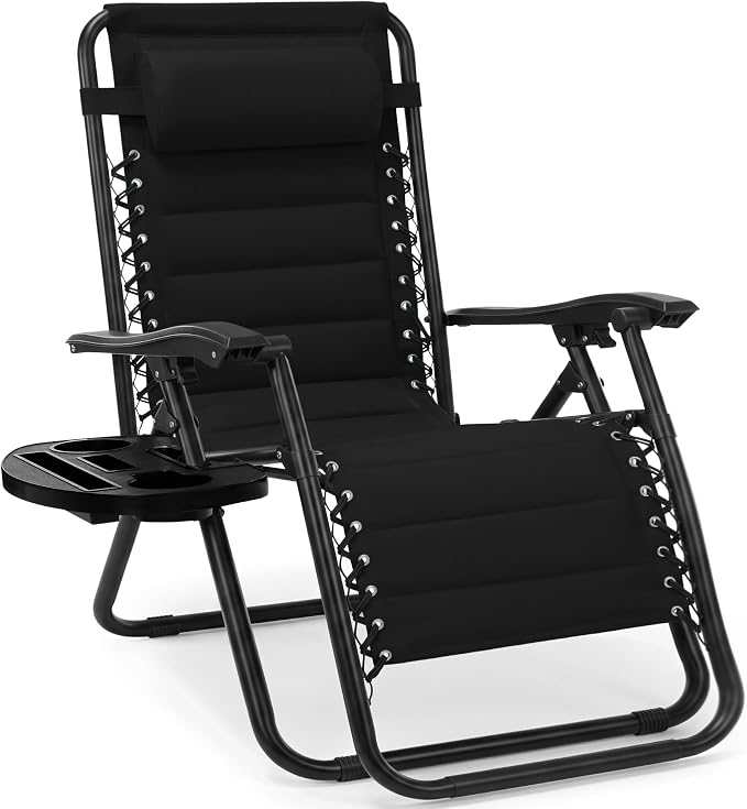 Best Choice Products padded zero gravity chair with side tray and headrest
