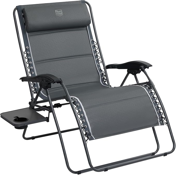 Timber Ridge XXL oversized zero gravity chair with padded seat and side table