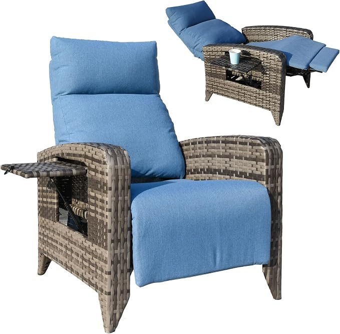 ZZW upgraded outdoor recliner chair wicker patio recliner