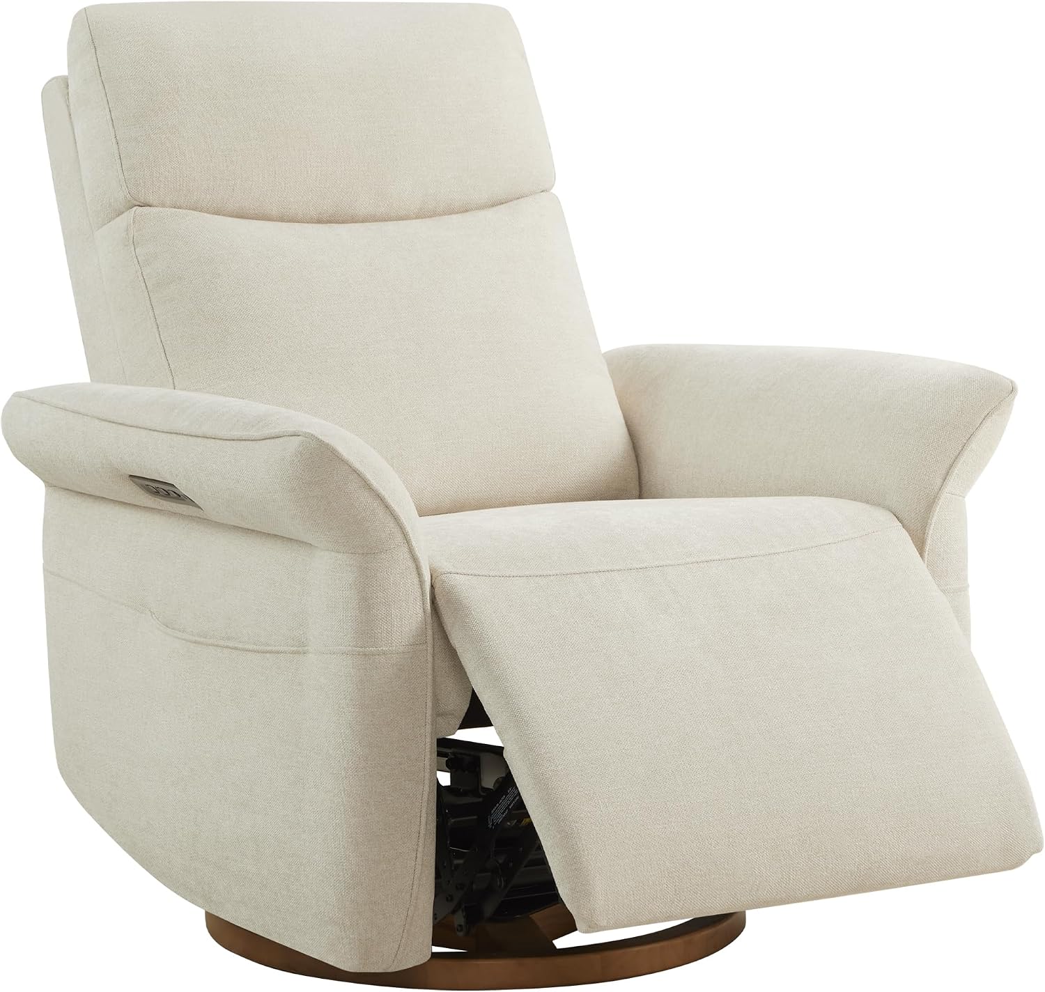 CHITA triple motor power swivel glider recliner with adjustable power lumbar support in linen fabric