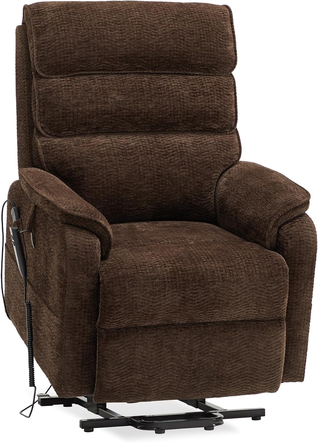 DYNOX 9188 dual motor lay flat power lift recliner in dark brown chenille