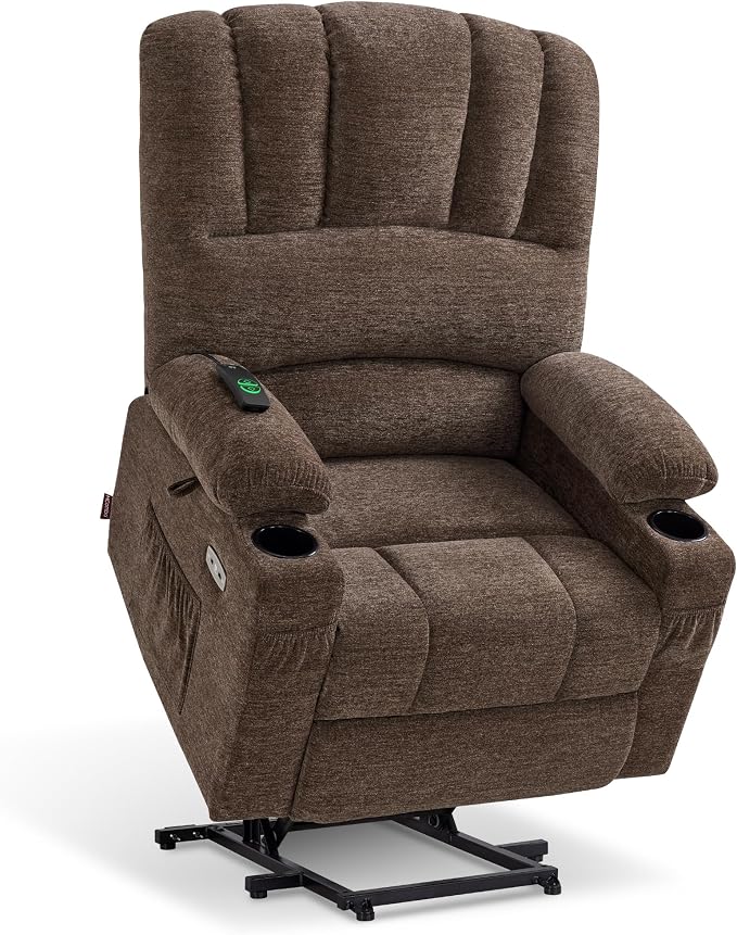 MCombo 7099 large power lift recliner chair in coffee chenille for tall elderly users
