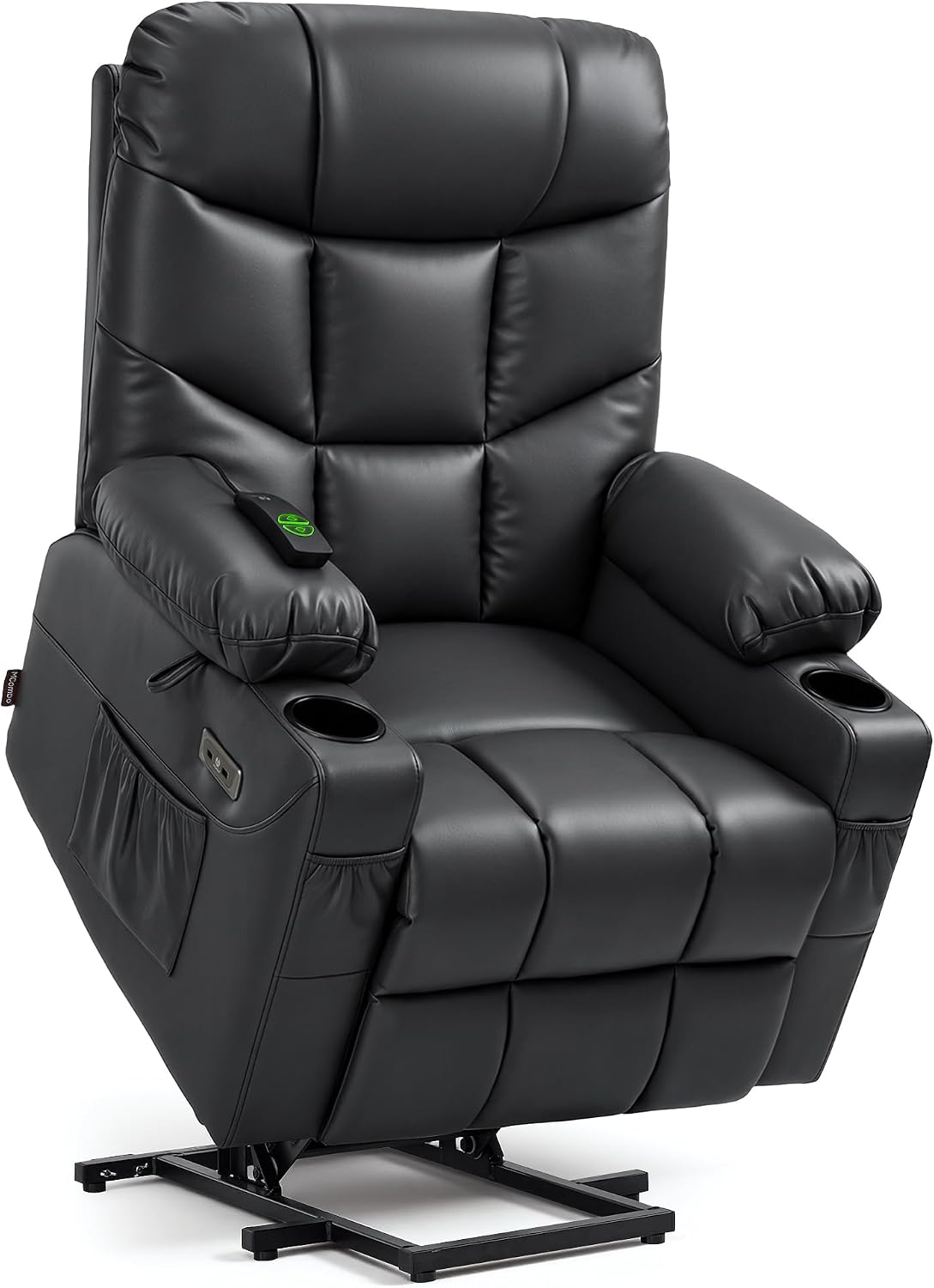 MCombo 7287 faux leather power lift recliner with extended footrest and cup holder