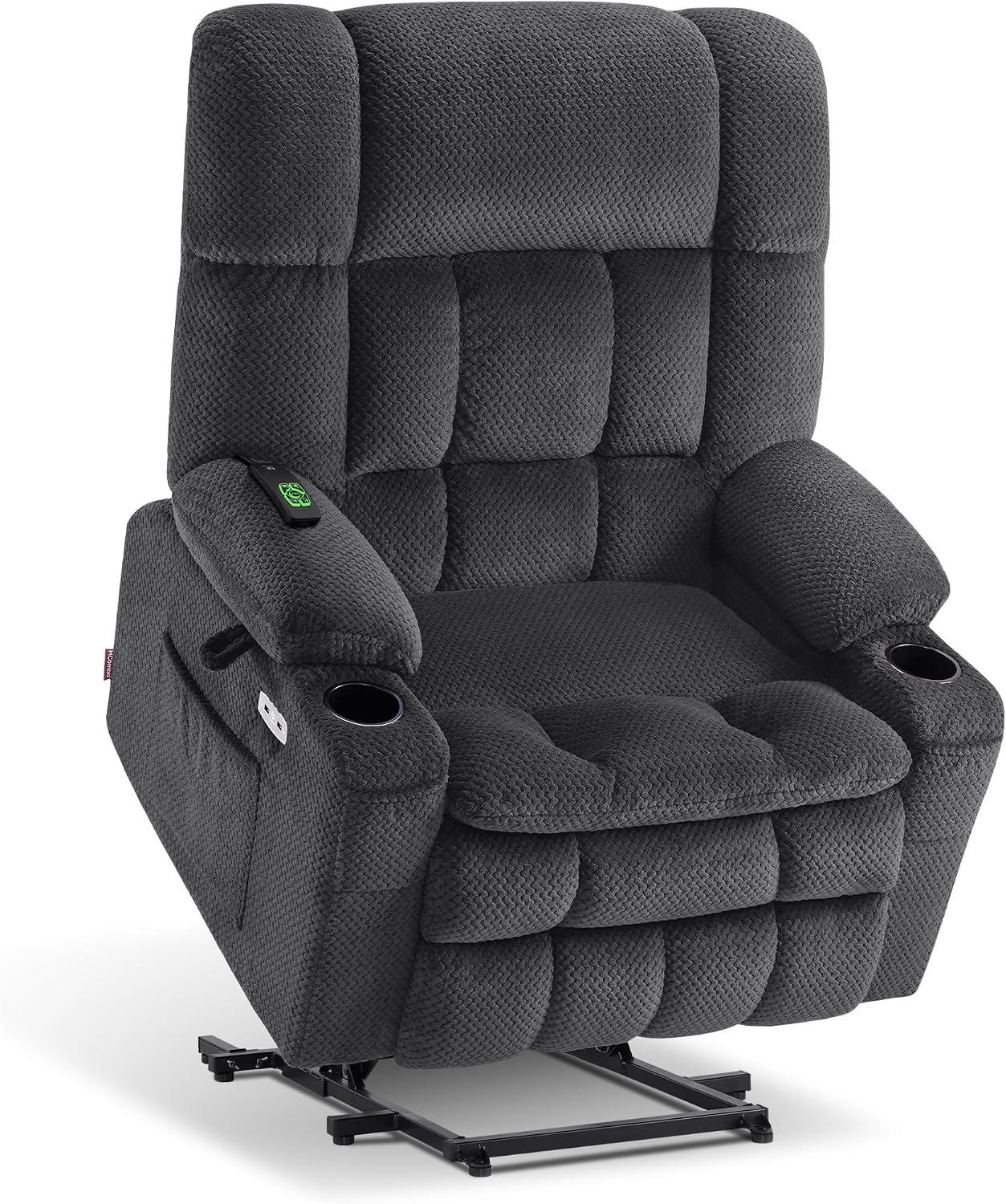 MCombo R7891 oversized big and tall power lift recliner in dark gray fabric