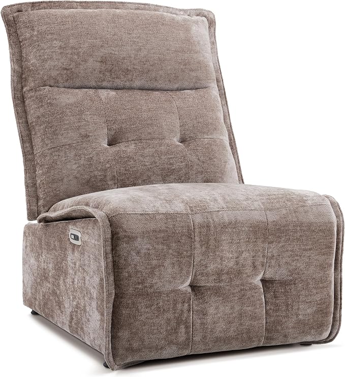 MCombo armless wall hugger chair and a half power recliner in brown fabric
